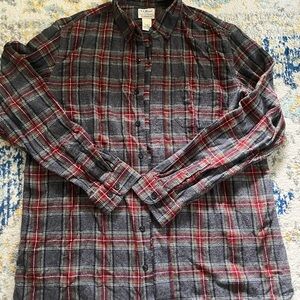 L.L. Bean Men's Casual Plaid Shirt - Red and Gray